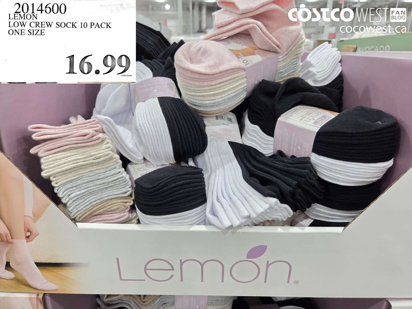 2014600 LEMON LOW CREW SOCK 10 PACK ONE SIZE $16.99