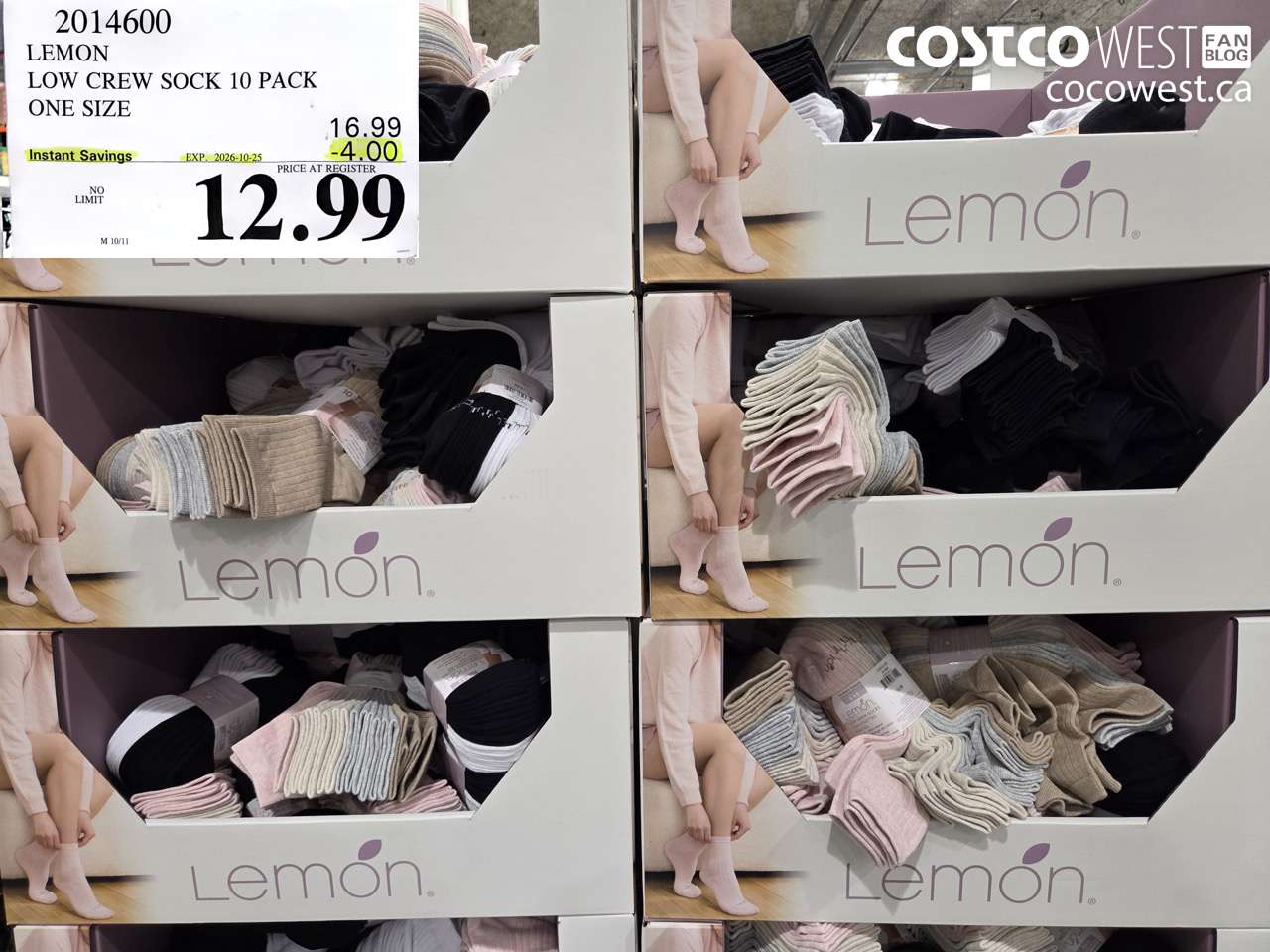 2014600 LEMON LOW CREW SOCK 10 PACK ONE SIZE ($4.00 INSTANT SAVINGS EXPIRES ON 2026-10-25) $12.99