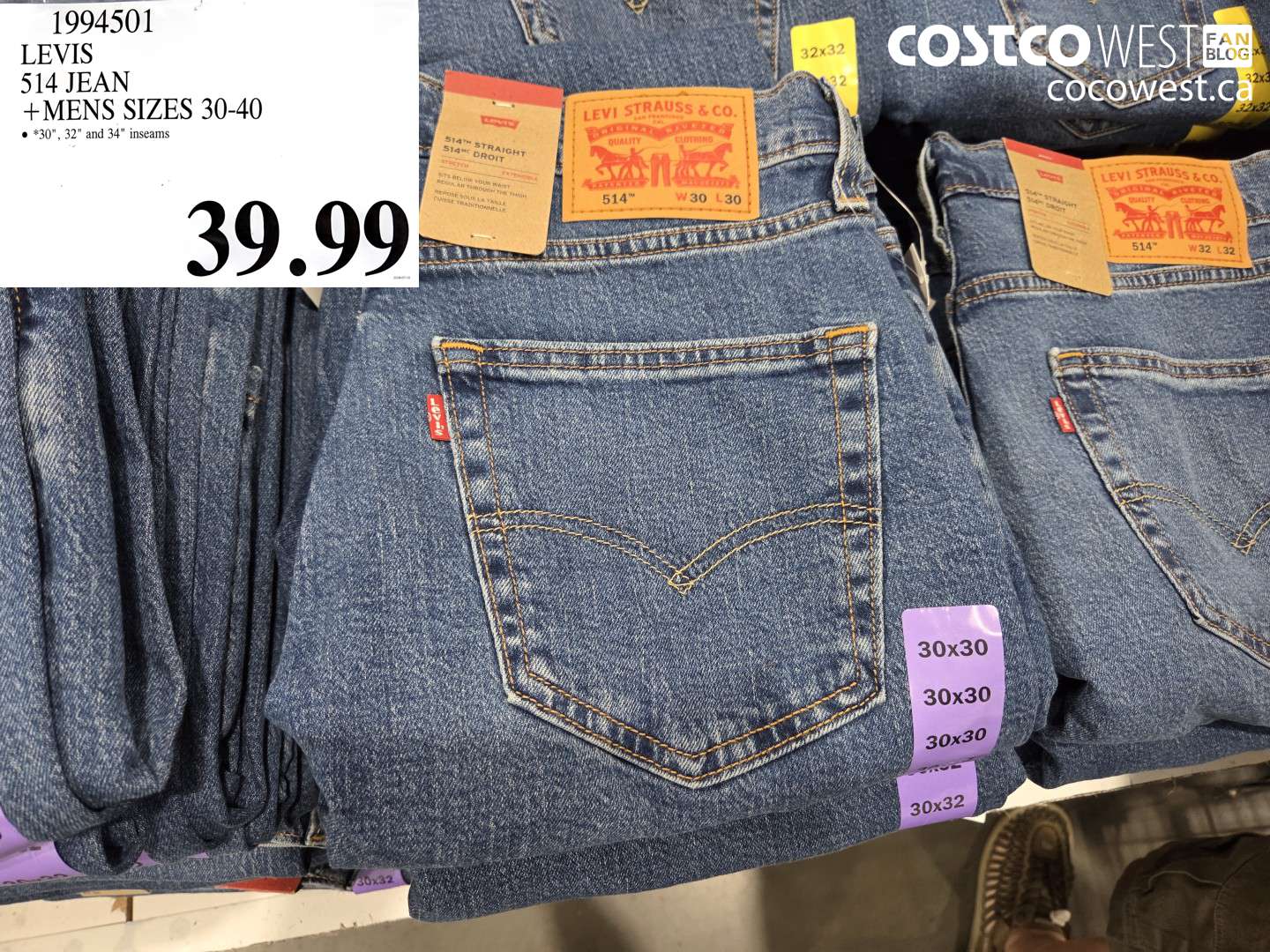 1994501 LEVIS 514 JEAN MENS SIZES 30-40 $39.99