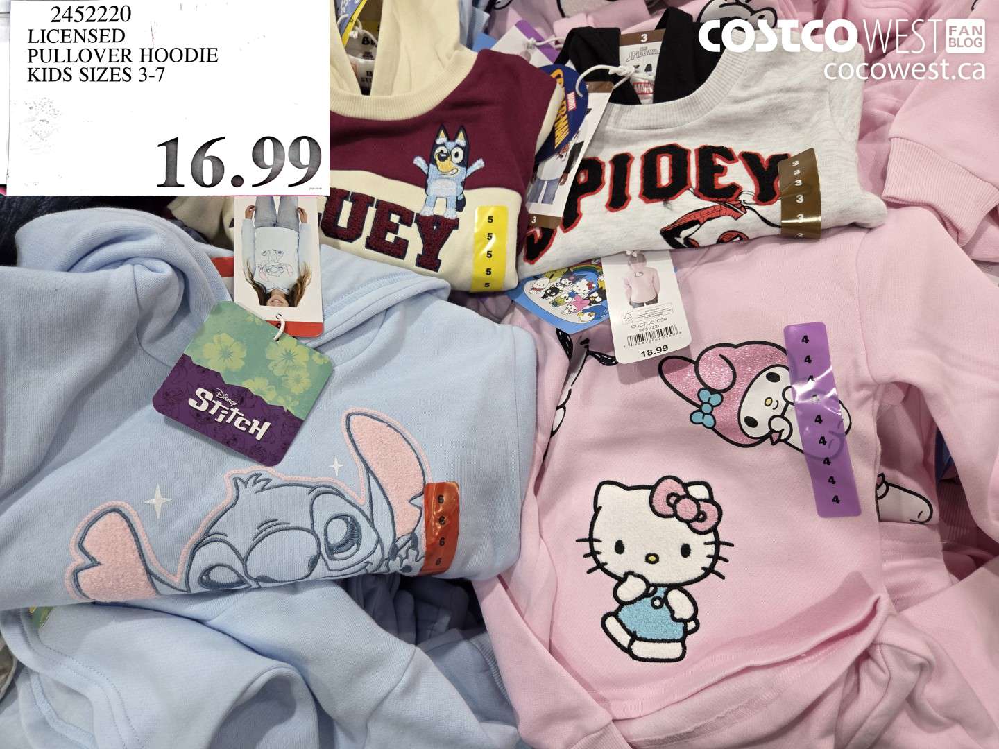 24522220 LICENSED PULLOVER HOODIE KIDS SIZES 3-7 $16.99