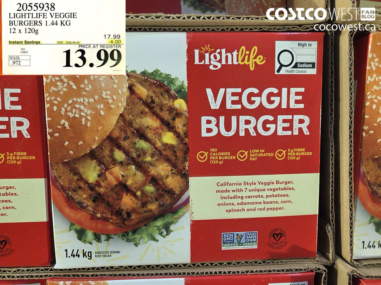 2055938 LIGHTLIFE VEGGIE BURGERS 1.44 KG 12 X 120G ($4.00 INSTANT SAVINGS EXPIRES ON 2026-09-20) $13.99