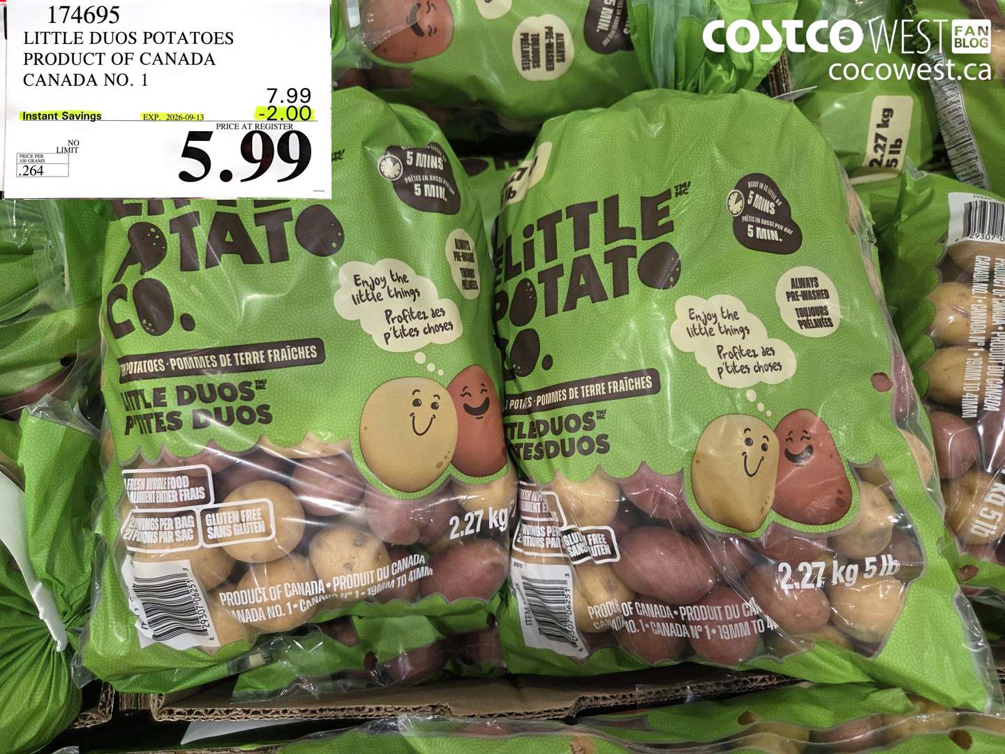 174695 LITTLE DUOS POTATOES PRODUCT OF CANADA CANADA NO. 1 ($2.00 INSTANT SAVINGS EXPIRES ON 2026-09-13) $5.99