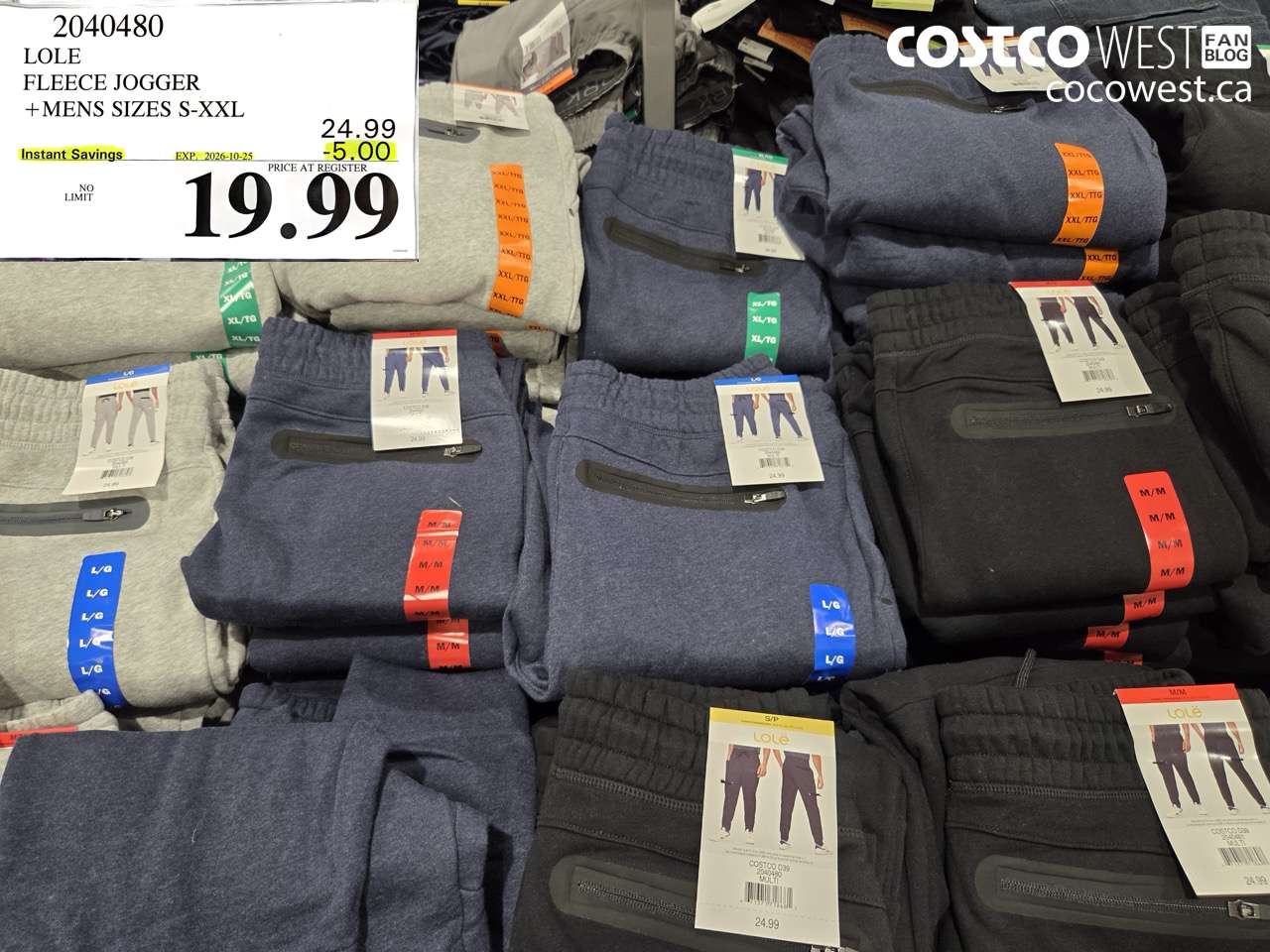 2040480 LOLE FLEECE JOGGER MENS SIZES S-XXL ($5.00 INSTANT SAVINGS EXPIRES ON 2026-10-25) $19.99