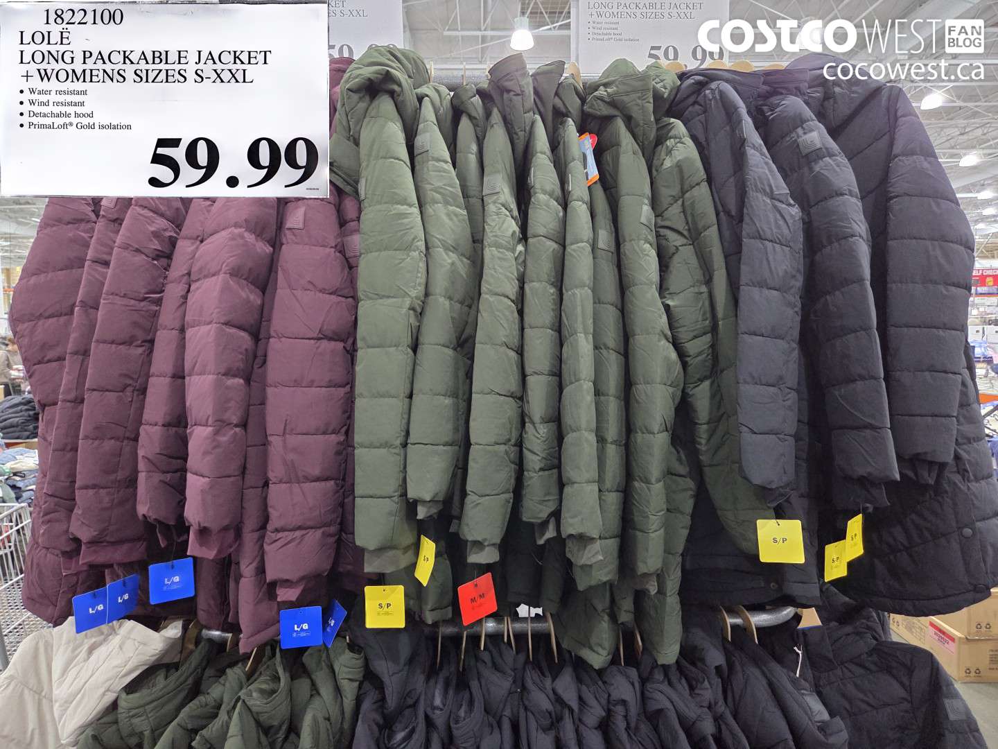 1822100 LOLE LONG PACKABLE JACKET WOMENS SIZES S-XXL $59.99