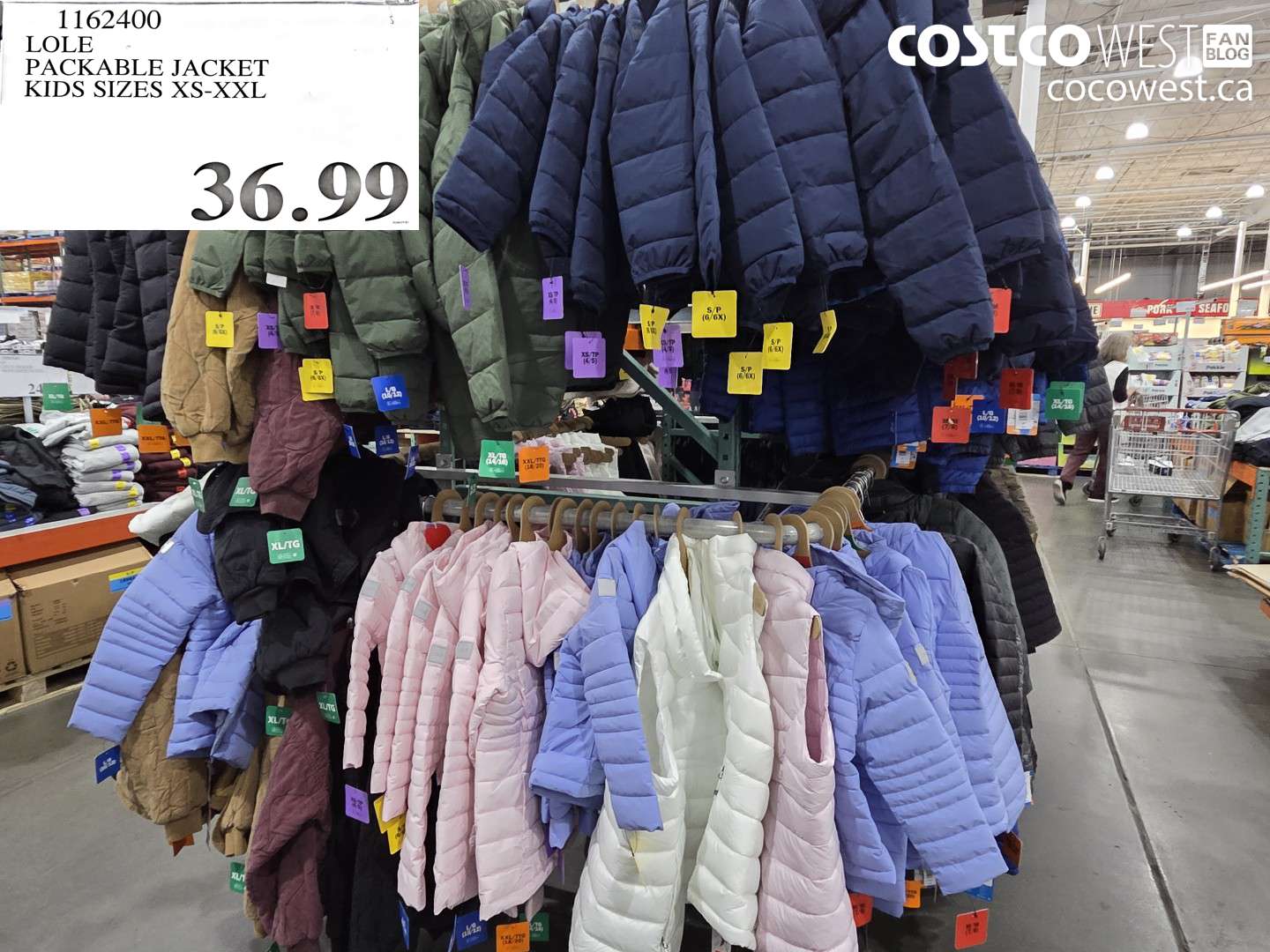 1162400 LOLE PACKABLE JACKET KIDS SIZES XS-XXL $36.99
