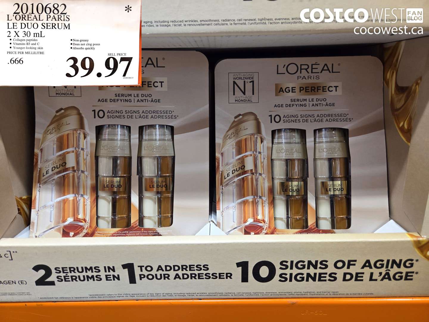 2010682 L'ORÉAL PARIS LE DUO SERUM 2 X 30 ML $39.97
