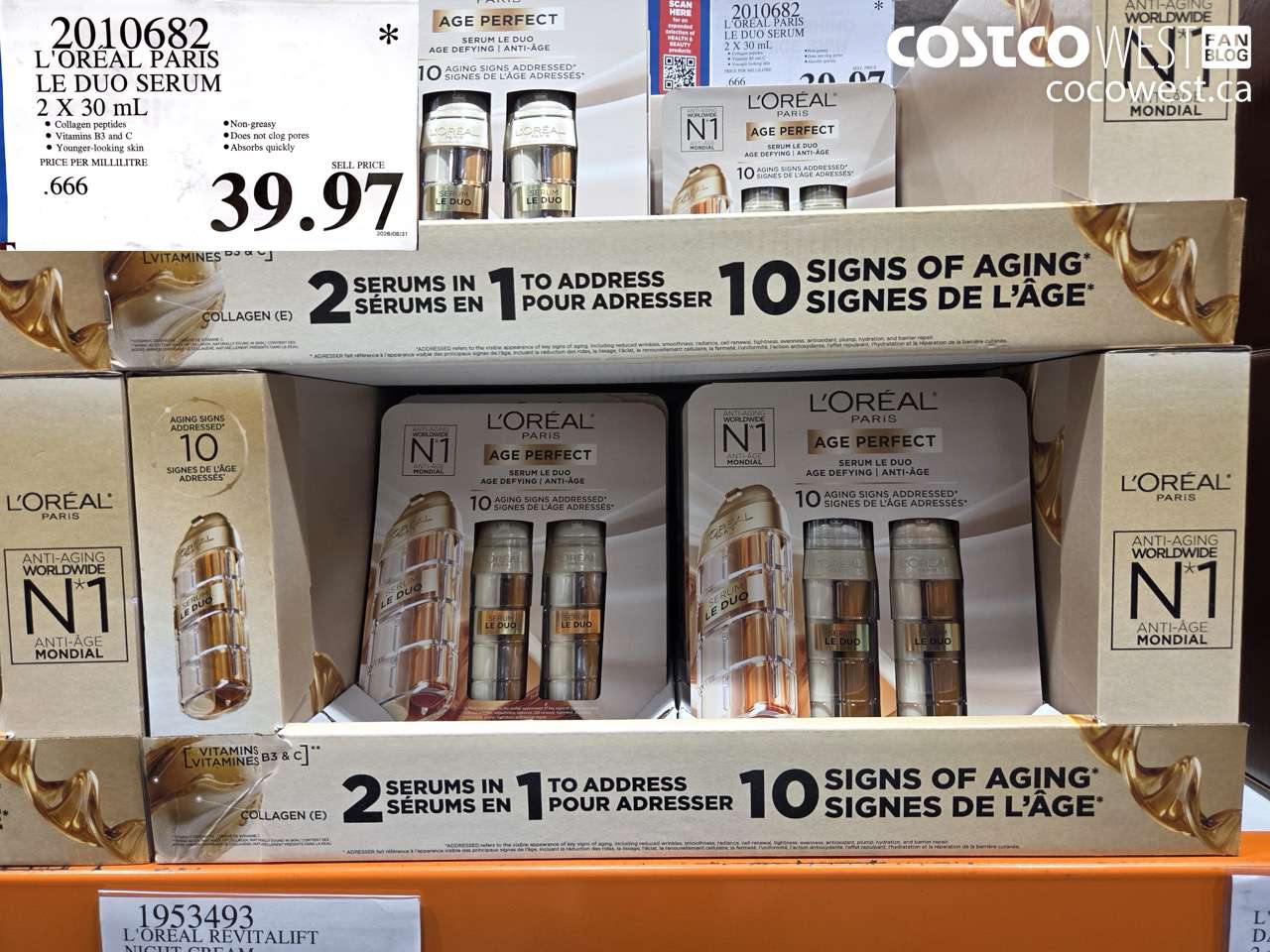 2010682 L'ORÉAL PARIS LE DUO SERUM 2 X 30 ML $39.97