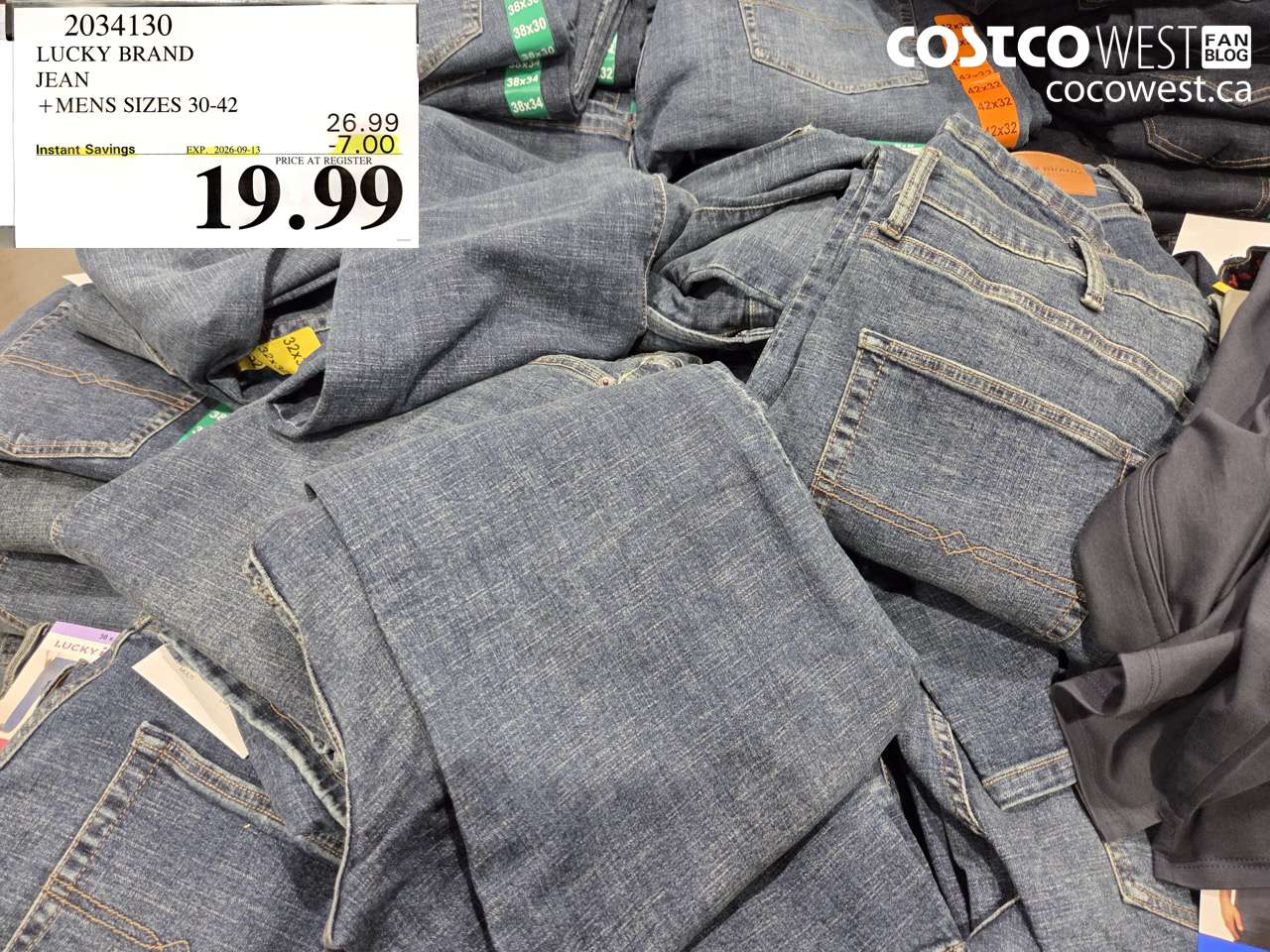 2034130 LUCKY BRAND JEAN MENS SIZES 30-42 ($7.00 INSTANT SAVINGS EXPIRES ON 2026-09-13) $19.99