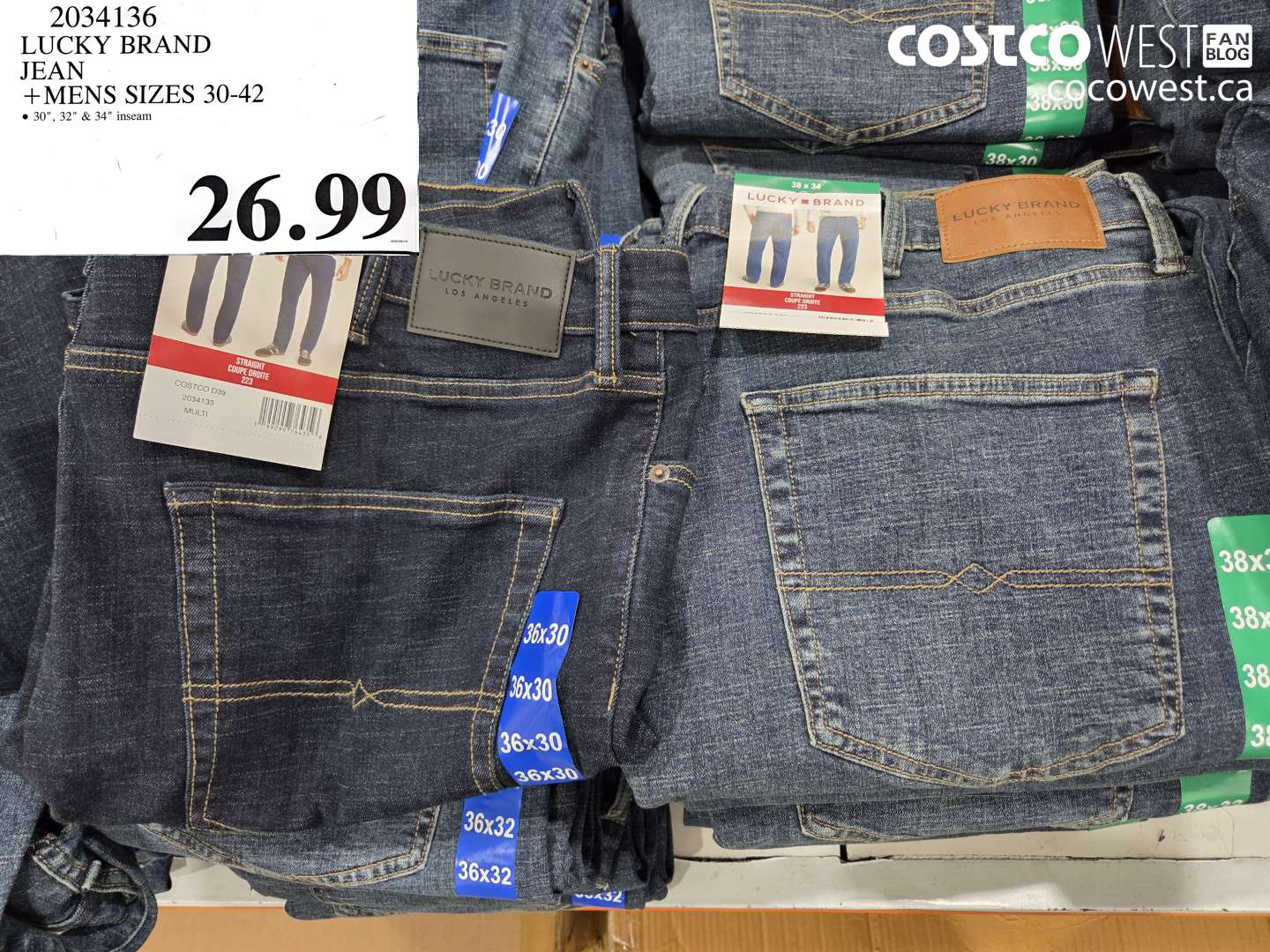 2034136 LUCKY BRAND JEAN MENS SIZES 30-42 $26.99