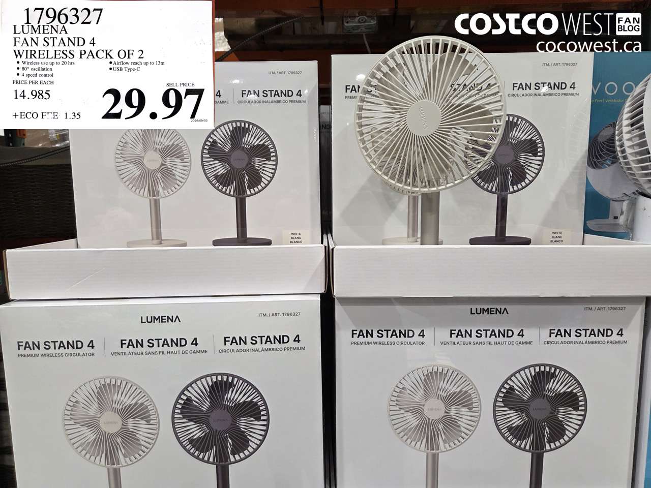 1796327 LUMENA FAN STAND 4 WIRELESS PACK OF 2 $29.97