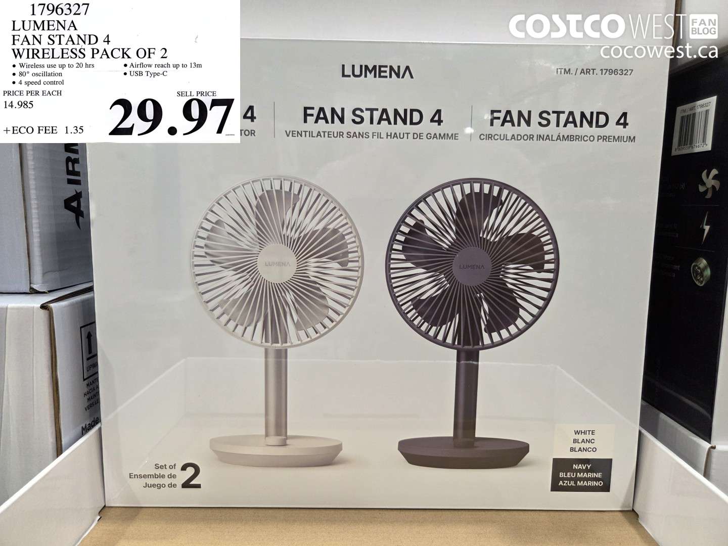 1796327 LUMENA FAN STAND 4 WIRELESS PACK OF 2 $29.97