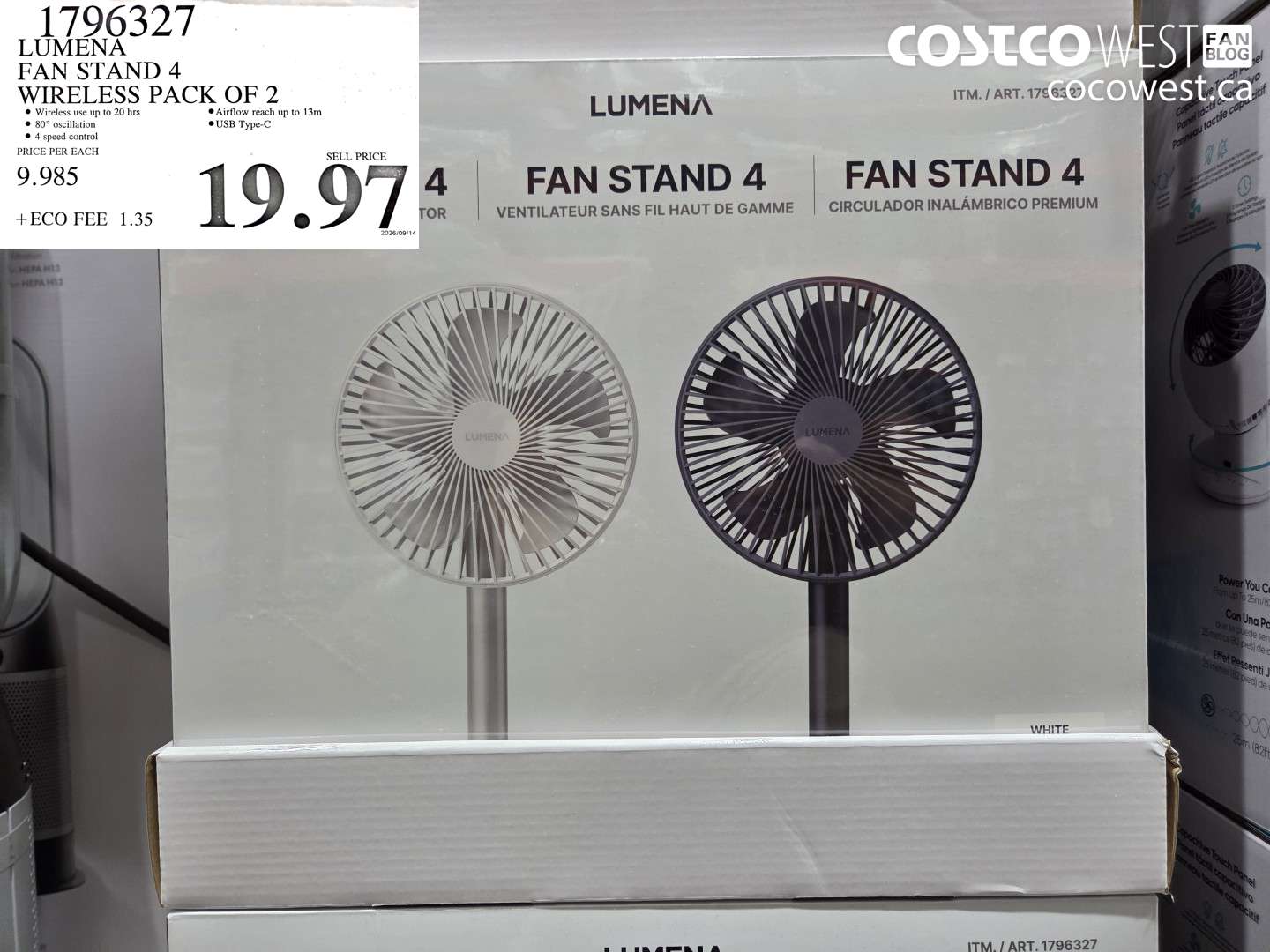 1796327 LUMENA FAN STAND 4 WIRELESS PACK OF 2 $19.97