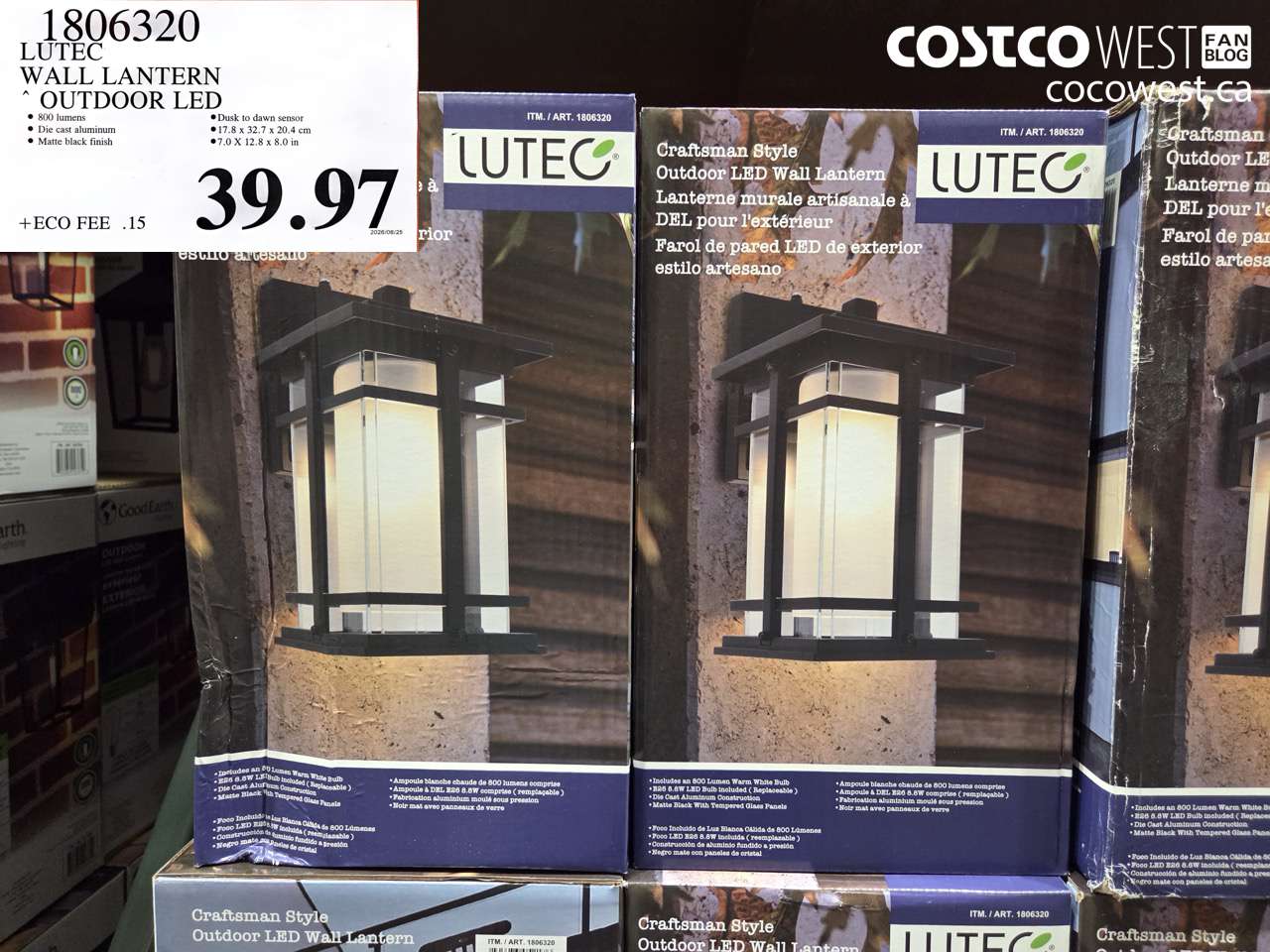 1806320 LUTEC WALL LANTERN OUTDOOR LED $39.97