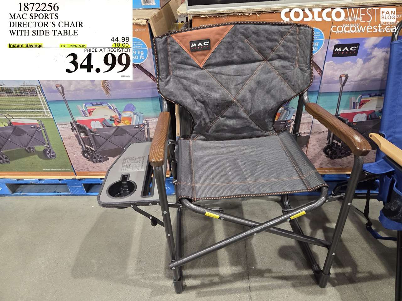 1872256 MAC SPORTS DIRECTOR'S CHAIR WITH SIDE TABLE ($10.00 INSTANT SAVINGS EXPIRES ON 2026-09-06) $34.99