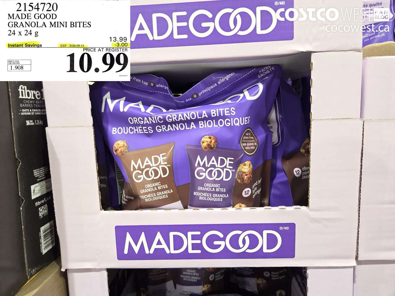 2154720 MADE GOOD GRANOLA MINI BITES 24 X 24 G ($3.00 INSTANT SAVINGS EXPIRES ON 2026-09-13) $10.99