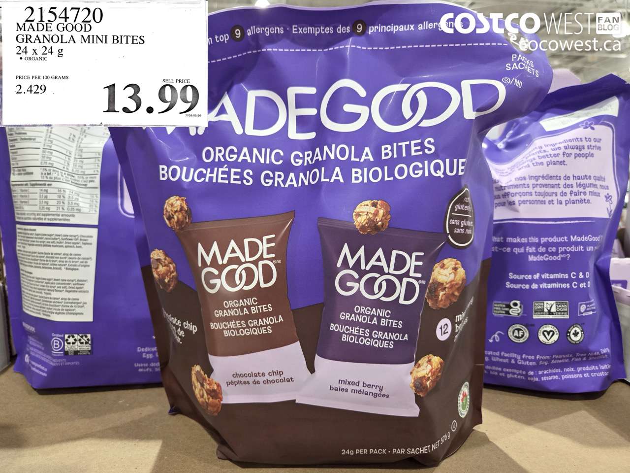2154720 MADE GOOD GRANOLA MINI BITES 24 X 24 G $13.99