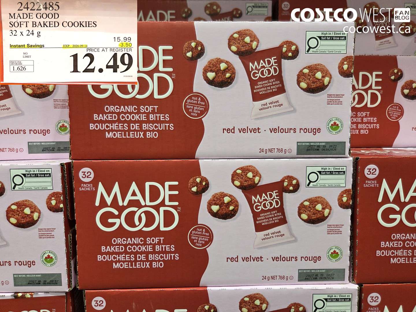 2422485 MADE GOOD SOFT BAKED COOKIES 32 X 24 G ($3.50 INSTANT SAVINGS EXPIRES ON 2026-09-14) $12.49