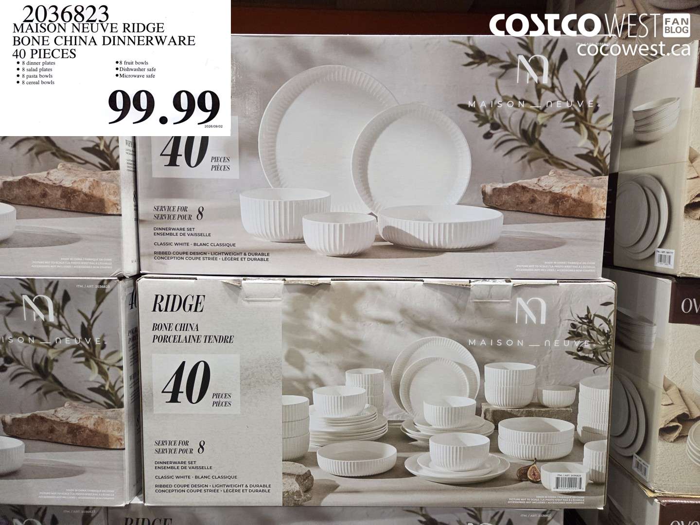 2036823 MAISON NEUVE RIDGE BONE CHINA DINNERWARE 40 PIECES $99.99