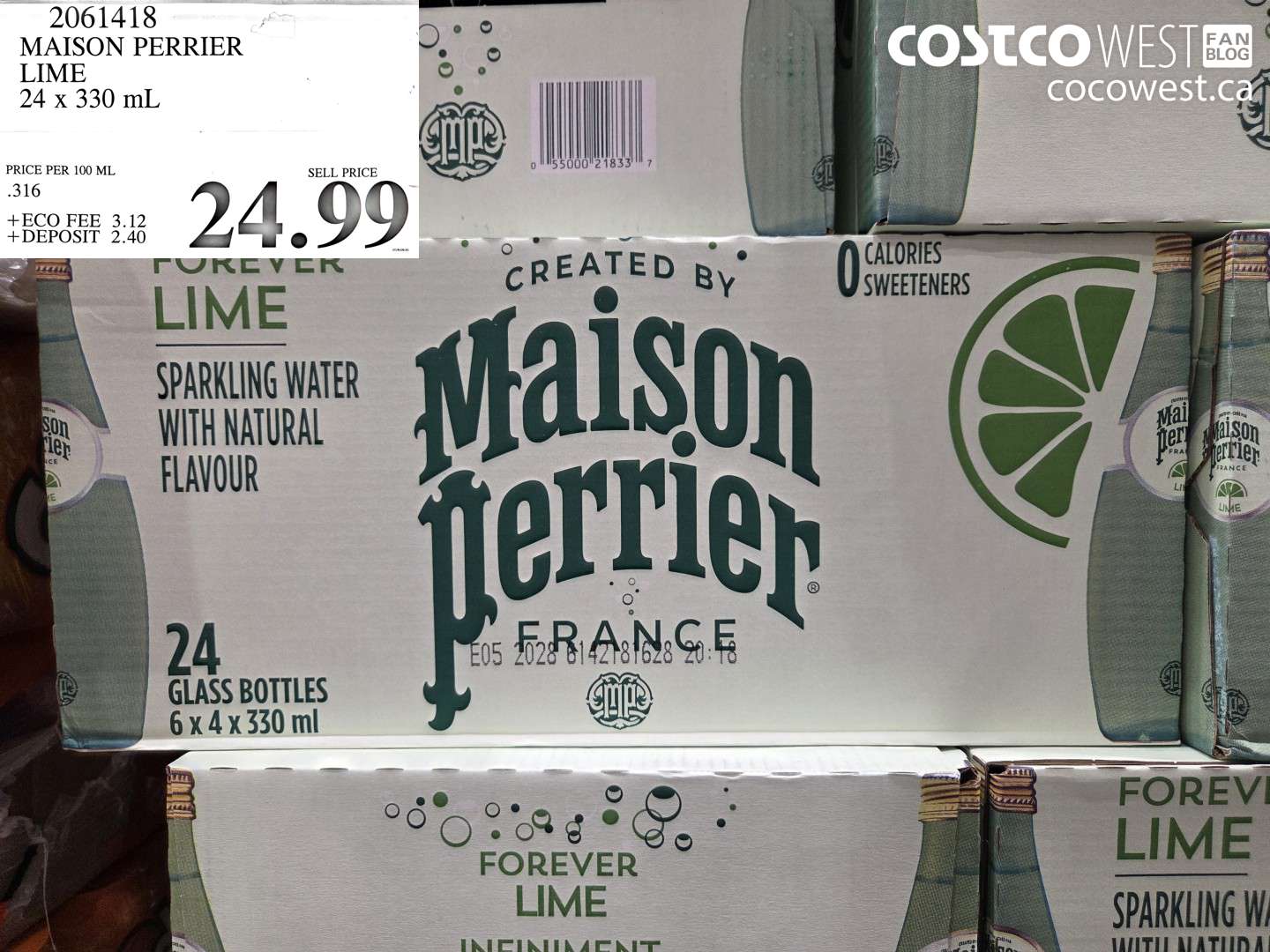 2061418 MAISON PERRIER LIME 24 X 330 ML $24.99