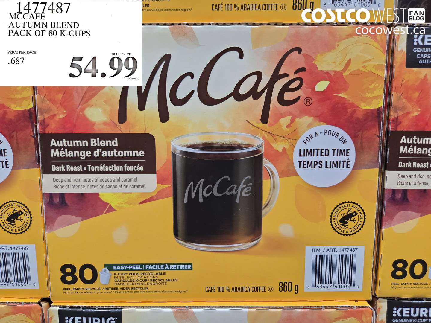 1477487 MCCAFE AUTUMN BLEND PACK OF 80 K-CUPS $54.99