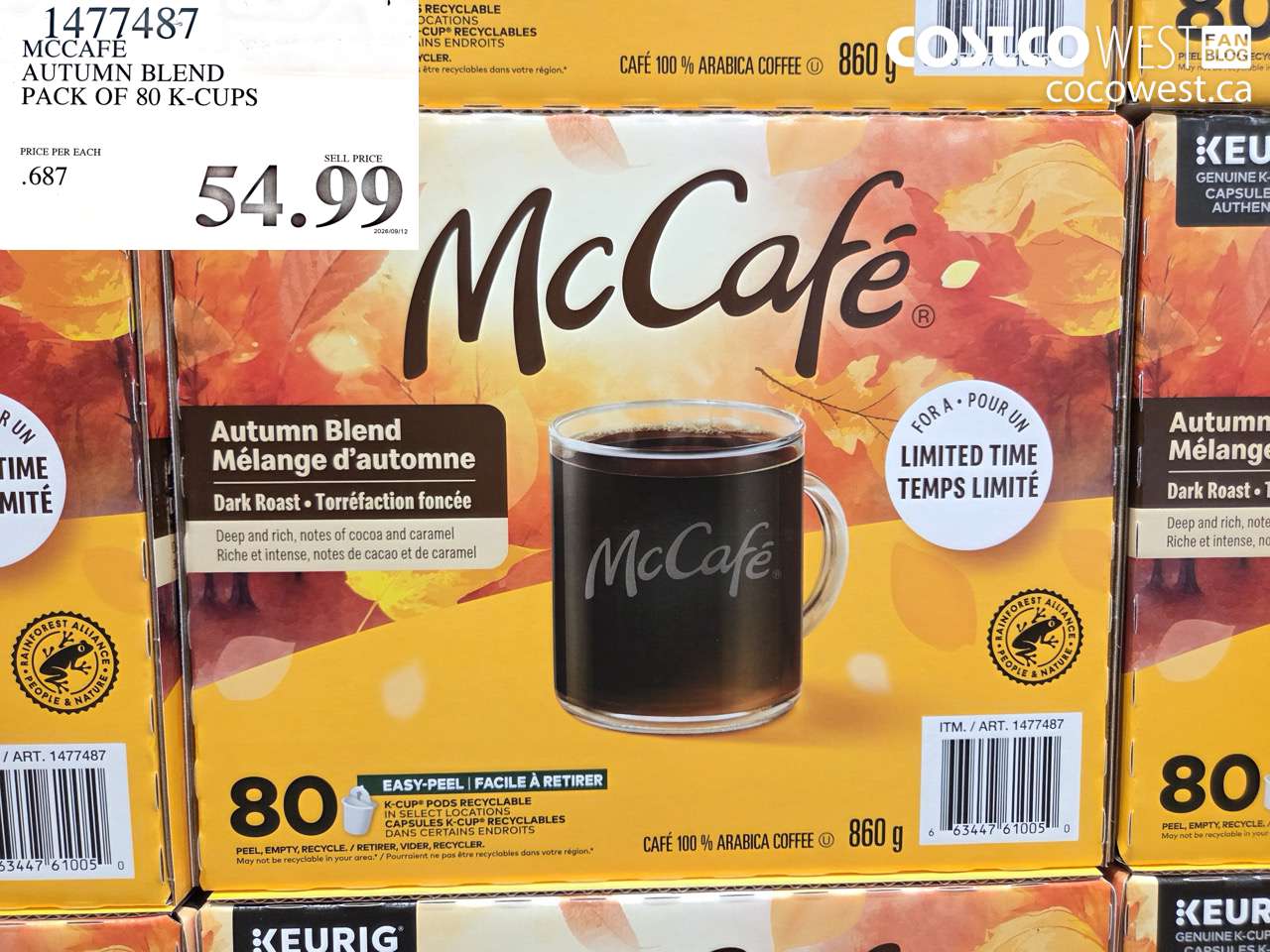 1477487 MCCAFE AUTUMN BLEND PACK OF 80 K-CUPS $54.99