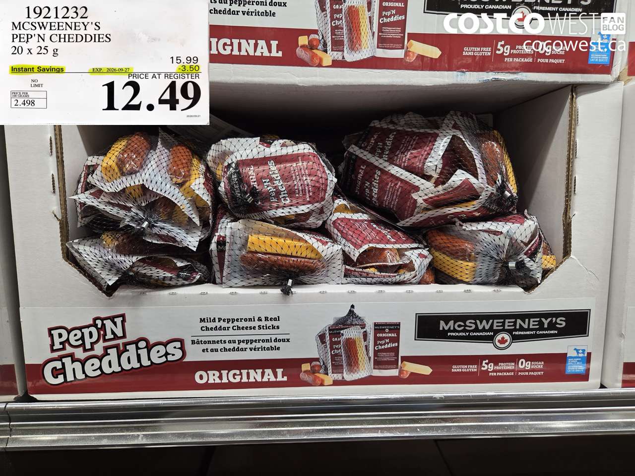 1921232 MCSWEENEY'S PEP'N CHEDDIES 20 X 25 G ($3.50 INSTANT SAVINGS EXPIRES ON 2026-09-27) $12.49