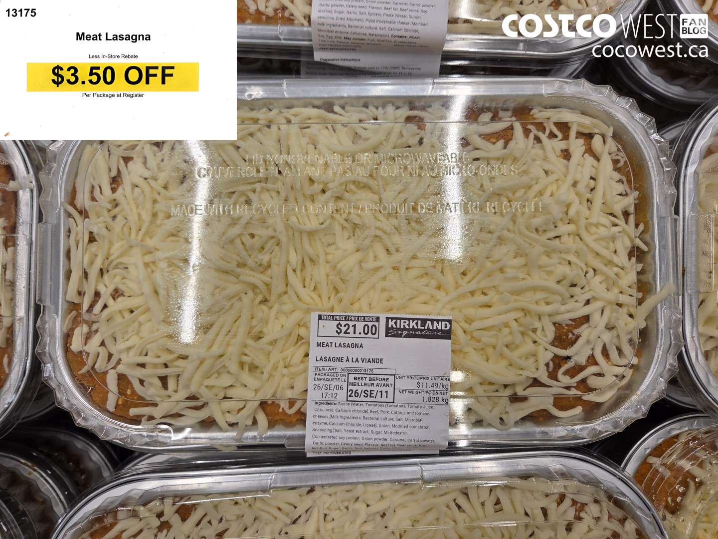 13175 MEAT LASAGNA ($3.50 INSTANT SAVINGS)