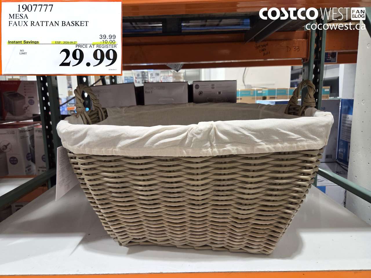 1907777 MESA FAUX RATTAN BASKET ($10.00 INSTANT SAVINGS EXPIRES ON 2026-09-27) $29.99