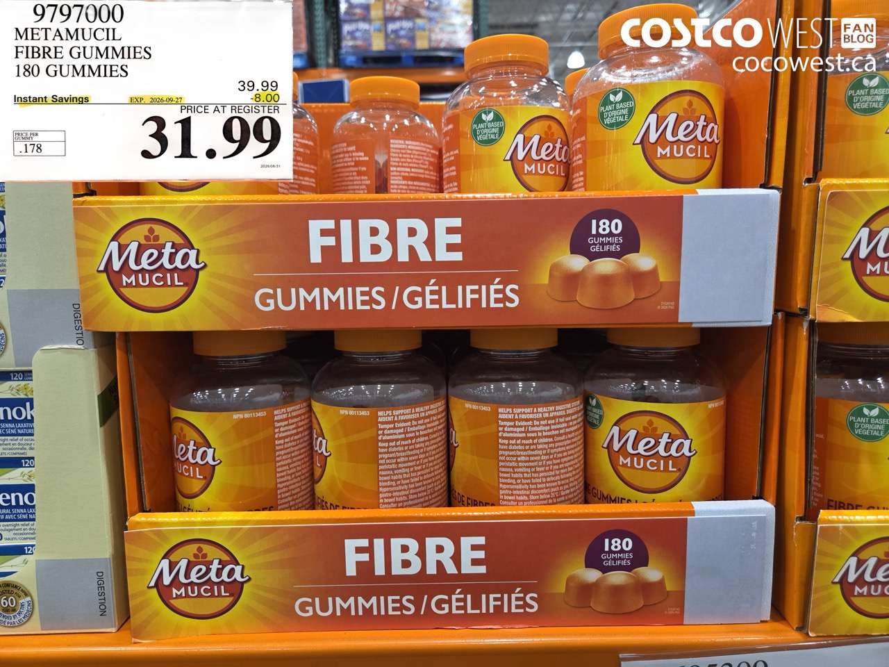 9797000 METAMUCIL FIBRE GUMMIES 180 GUMMIES ($8.00 INSTANT SAVINGS EXPIRES ON 2026-09-27) $31.99