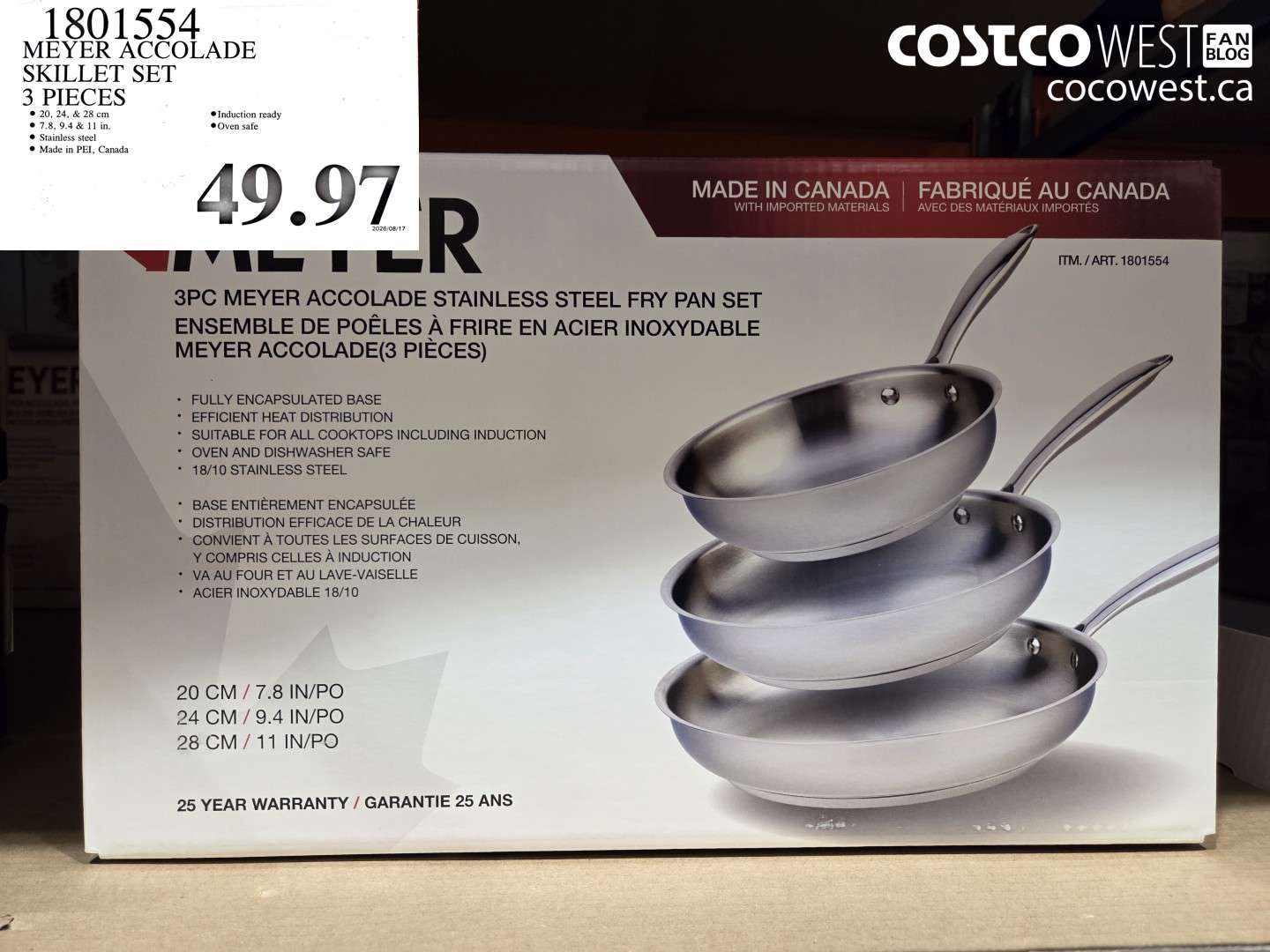 1801554 MEYER ACCOLADE SKILLET SET 3 PIECES $49.97