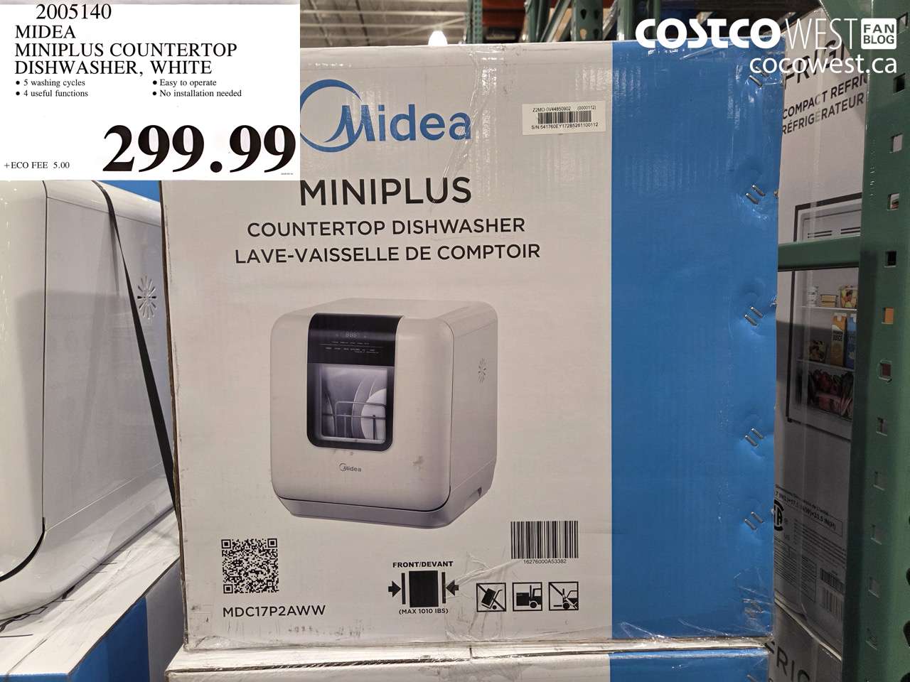 2005140 MIDEA MINIPLUS COUNTERTOP DISHWASHER, WHITE $299.99