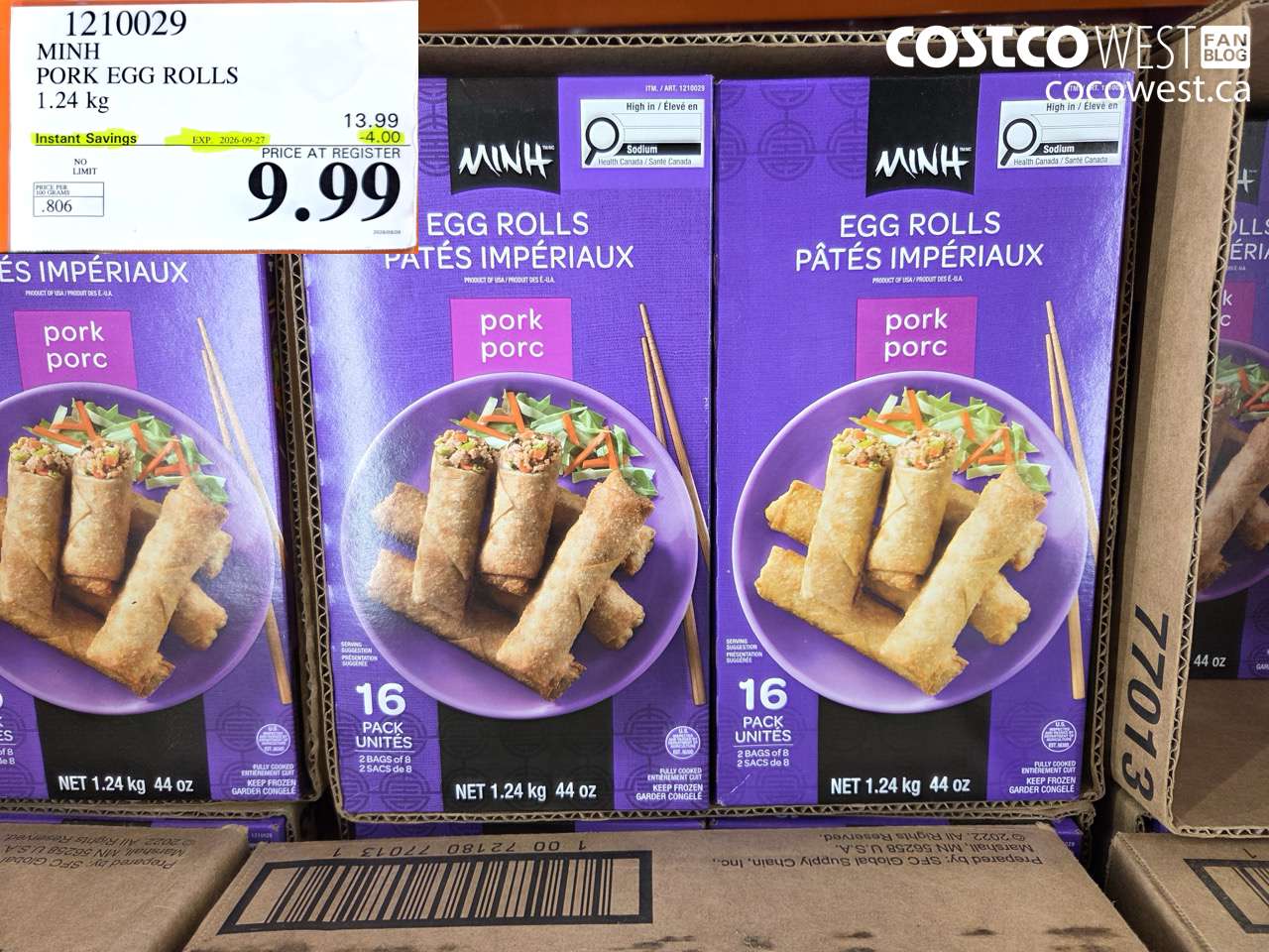 1210029 MINH PORK EGG ROLLS 1.24 KG ($4.00 INSTANT SAVINGS EXPIRES ON 2026-09-27) $9.99