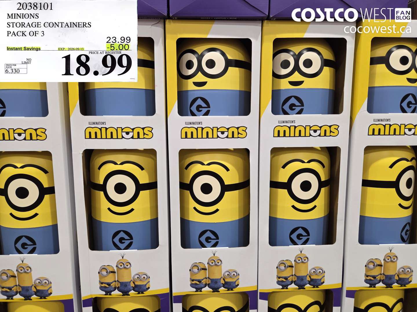 2038101 MINIONS STORAGE CONTAINERS PACK OF 3 ($5.00 INSTANT SAVINGS EXPIRES ON 2026-09-13) $18.99