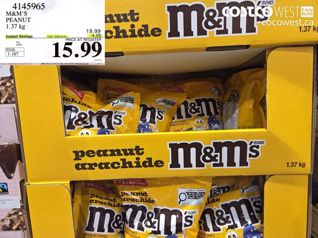 4145965 M&M'S PEANUT 1.37 KG ($4.00 INSTANT SAVINGS EXPIRES ON 2026-10-04) $15.99