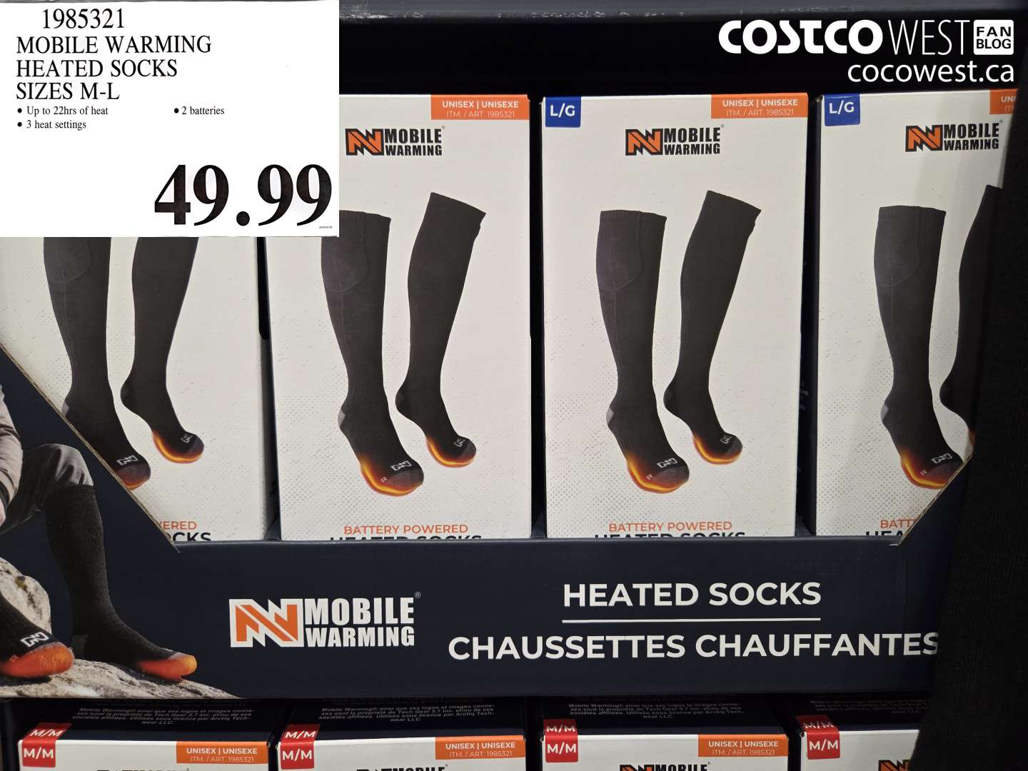 1985321 MOBILE WARMING HEATED SOCKS SIZES M-L $49.99