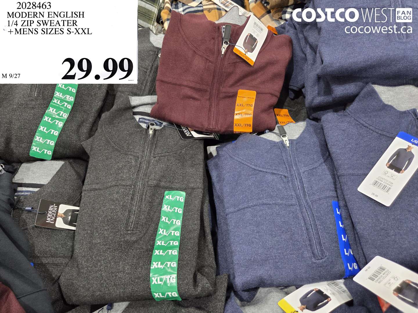 2028463 MODERN ENGLISH 1/4 ZIP SWEATER MENS SIZES S-XXL $29.99