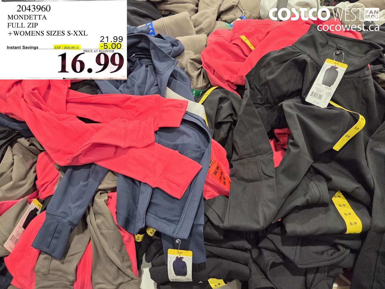 2043960 MONDETTA FULL ZIP + WOMENS SIZES S-XXL ($5.00 INSTANT SAVINGS EXPIRES ON 2026-09-13) $16.99