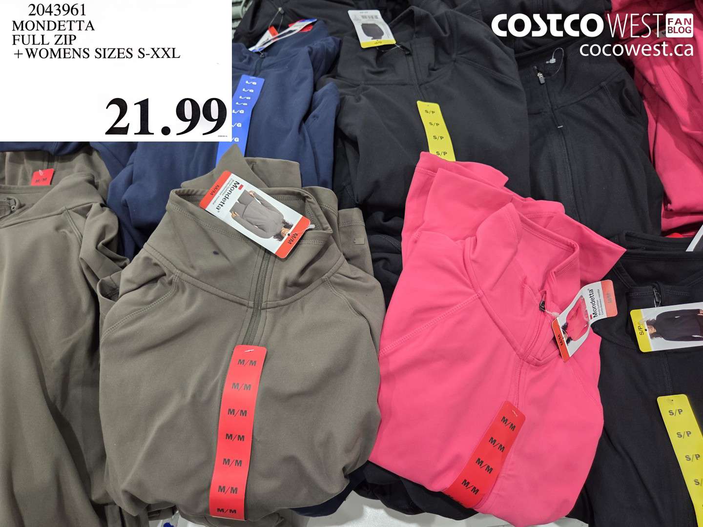 2043961 MONDETTA FULL ZIP + WOMENS SIZES S-XXL $21.99