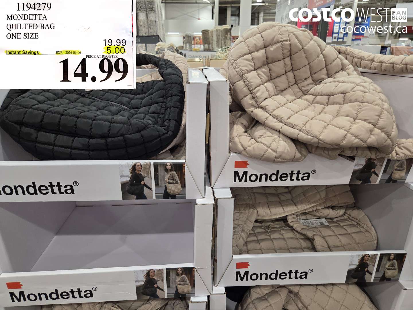 1194279 MONDETTA QUILTED BAG ONE SIZE ($5.00 INSTANT SAVINGS EXPIRES ON 2026-09-06) $14.99