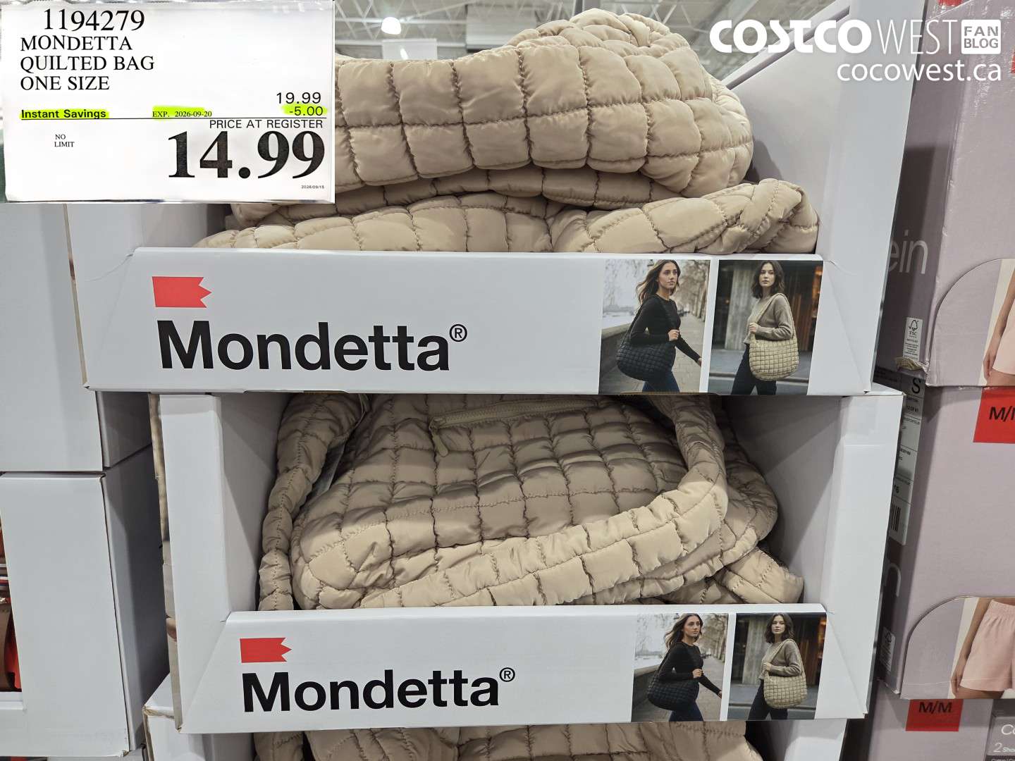 1194279 MONDETTA QUILTED BAG ONE SIZE ($5.00 INSTANT SAVINGS EXPIRES ON 2026-09-20) $14.99