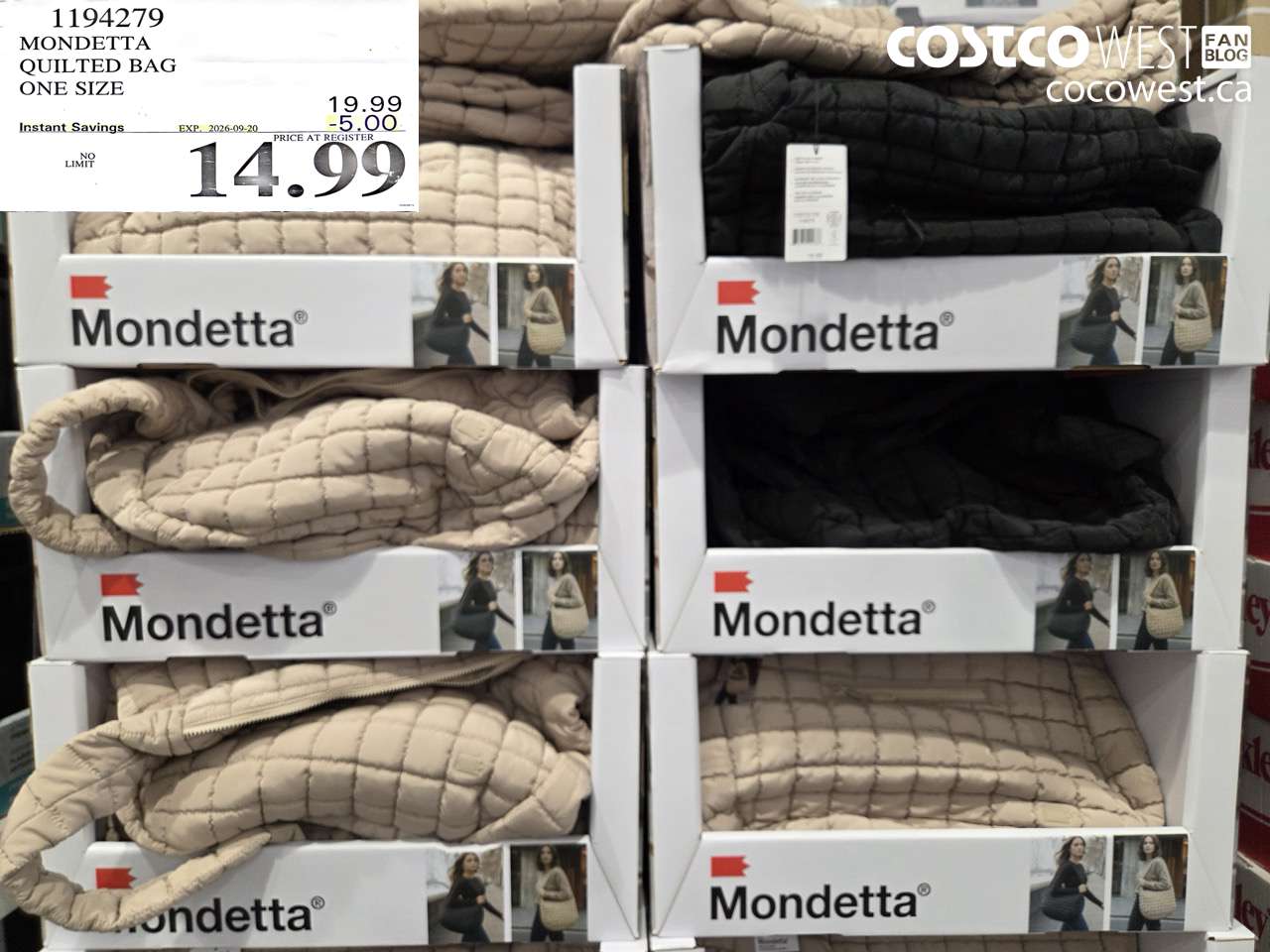 1194279 MONDETTA QUILTED BAG ONE SIZE ($5.00 INSTANT SAVINGS EXPIRES ON 2026-09-20) $14.99