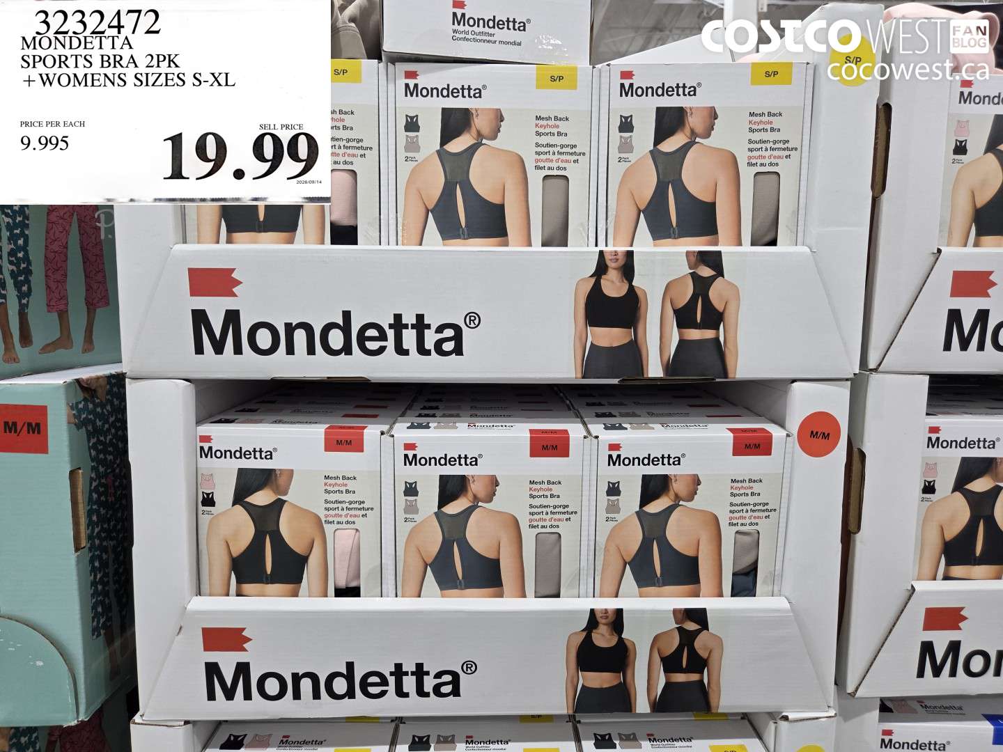 3232472 MONDETTA SPORTS BRA 2PK WOMENS SIZES S-XL $19.99