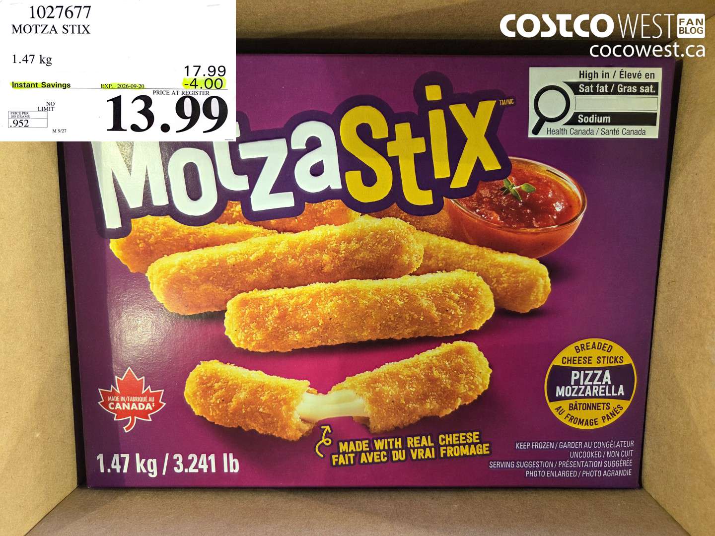 1027677 MOTZA STIX 1.47 KG ($4.00 INSTANT SAVINGS EXPIRES ON 2026-09-20) $13.99