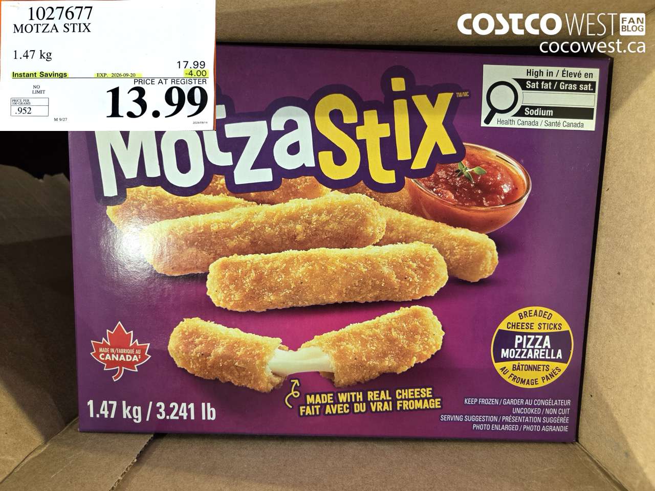1027677 MOTZA STIX 1.47 KG ($4.00 INSTANT SAVINGS EXPIRES ON 2026-09-20) $13.99