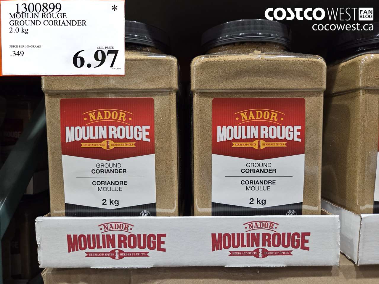 1300899 MOULIN ROUGE GROUND CORIANDER 2.0 KG $6.97