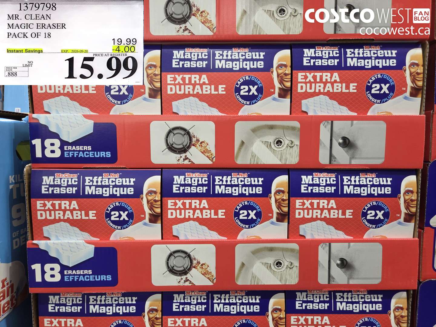 1379798 MR. CLEAN MAGIC ERASER PACK OF 18 ($4.00 INSTANT SAVINGS EXPIRES ON 2026-09-20) $15.99