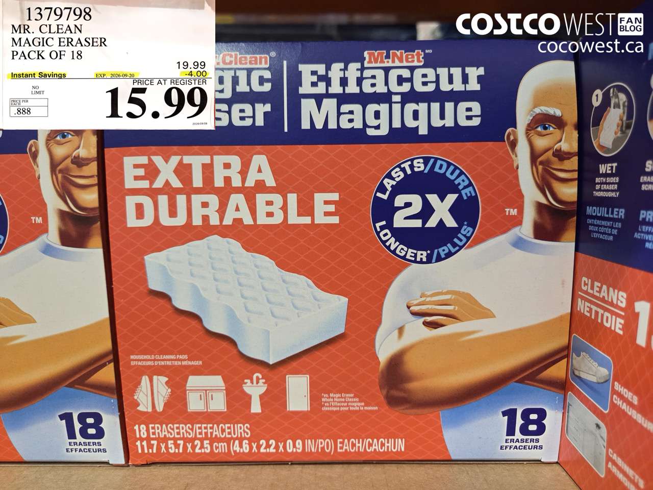 1379798 MR. CLEAN MAGIC ERASER PACK OF 18 ($4.00 INSTANT SAVINGS EXPIRES ON 2026-09-20) $15.99