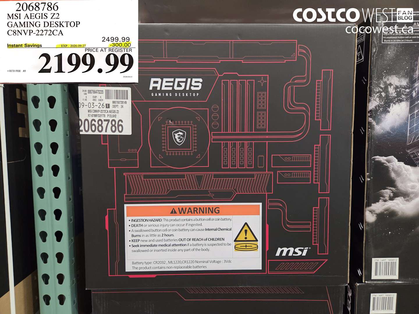 2068786 MSI AEGIS Z2 GAMING DESKTOP C8NVP-2272CA ($300.00 INSTANT SAVINGS EXPIRES ON 2026-09-27) $2199.99