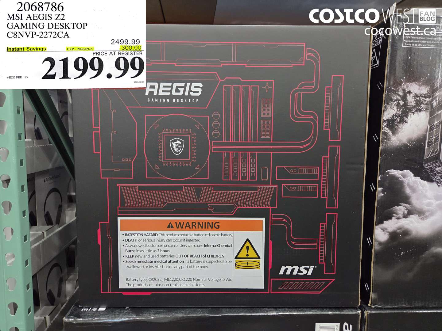 2068786 MSI AEGIS Z2 GAMING DESKTOP C8NVP-2272CA ($300.00 INSTANT SAVINGS EXPIRES ON 2026-09-27) $2199.99