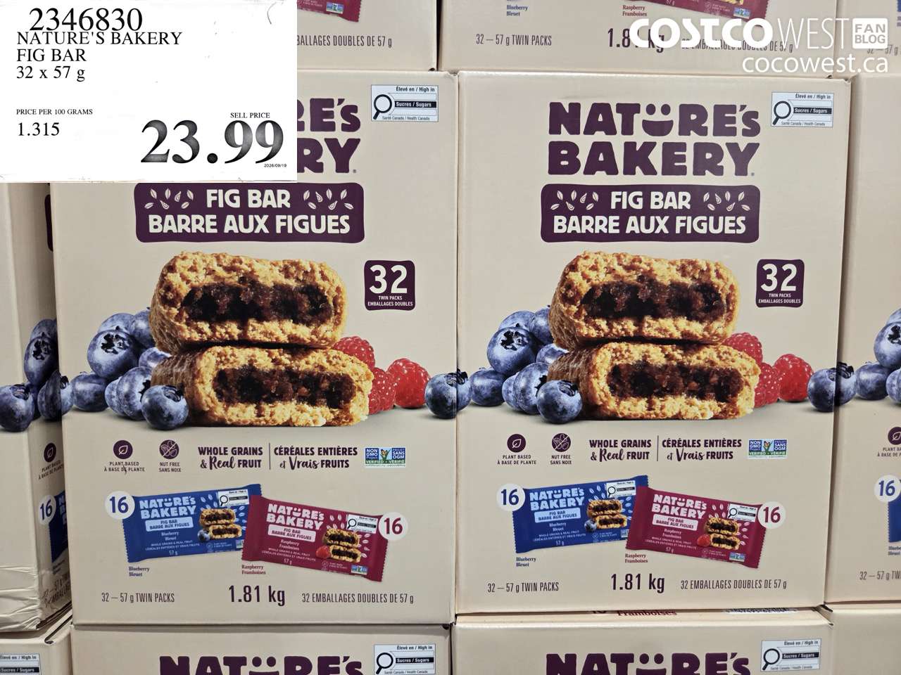 2346830 NATURE'S BAKERY FIG BAR 32 X 57 G $23.99